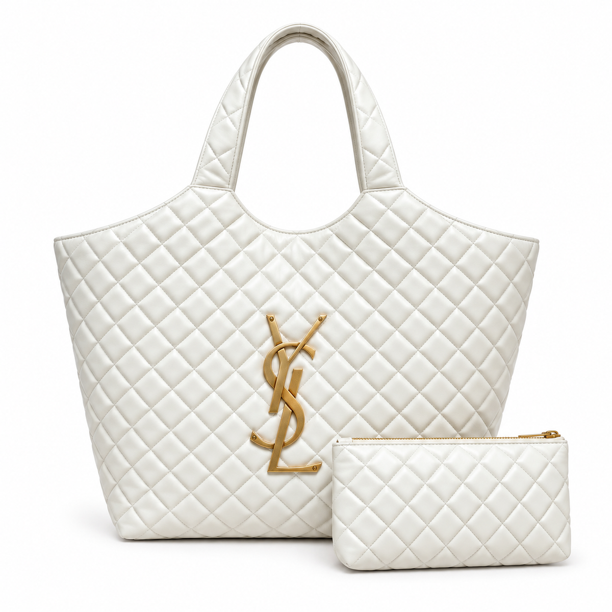 YSL Icare Maxi Shopping Bag – White Quilted Leather