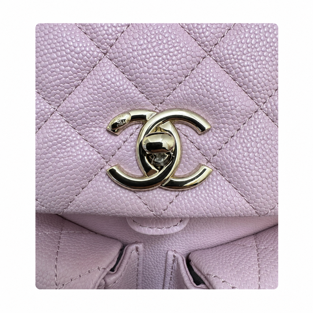 Chanel Duma Caviar Backpack | CC Turn-Lock Gold Chain Lavender — 20.5x20cm