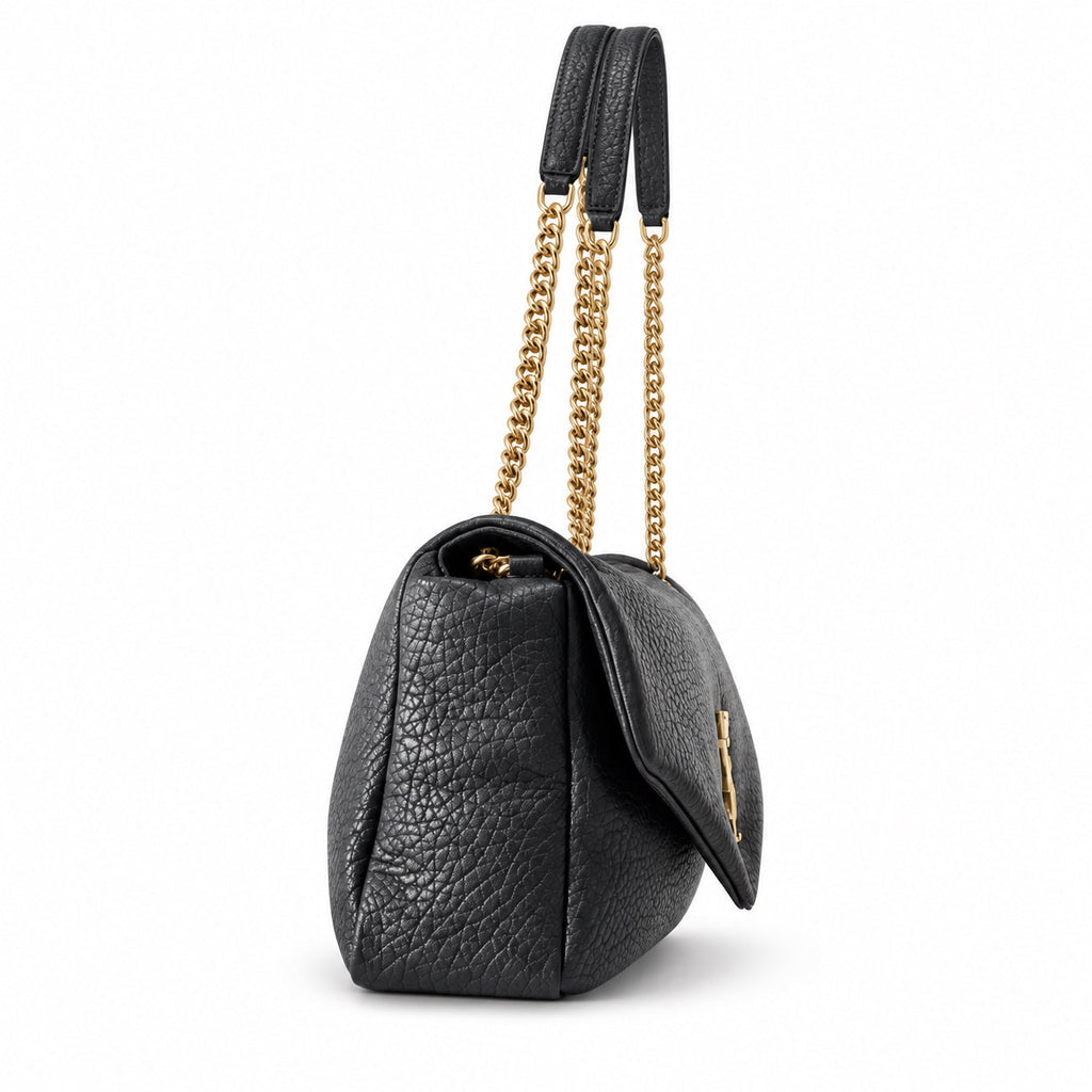 Saint Laurent YSL Calypso Chain Bag – Black Grained Leather