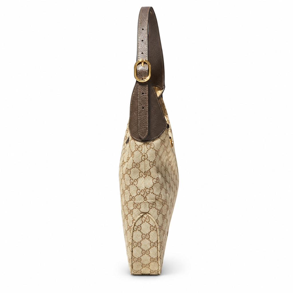 Gucci Jackie O Hobo in Beige GG Original Canvas with Dark Brown Leather Trim