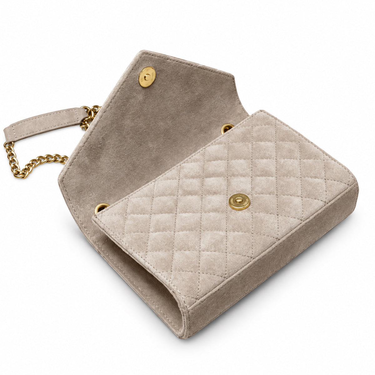 Saint Laurent YSL Envelope Small Bag – Cream Quilted Suede