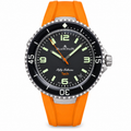 Blancpain Fifty Fathoms Tech black dial with orange centre seconds hand and orange rubber strap