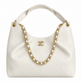 Chanel Quilted Leather Large Hobo Bag Ivory 29×35×13cm