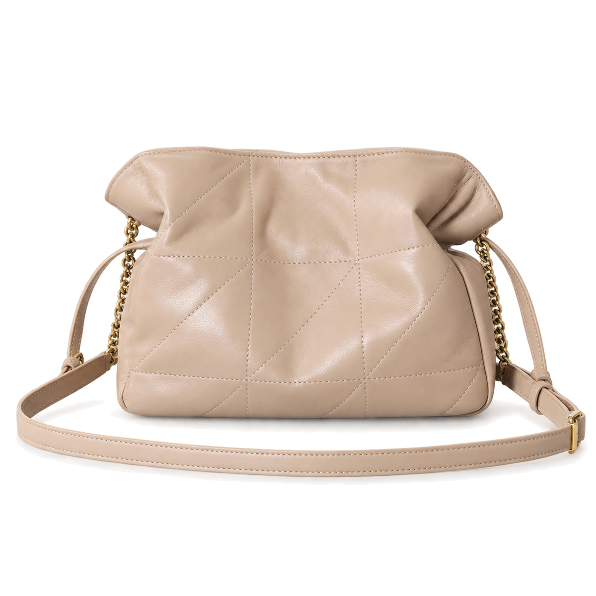 YSL Bouquet Drawstring Bag – Beige Quilted Leather