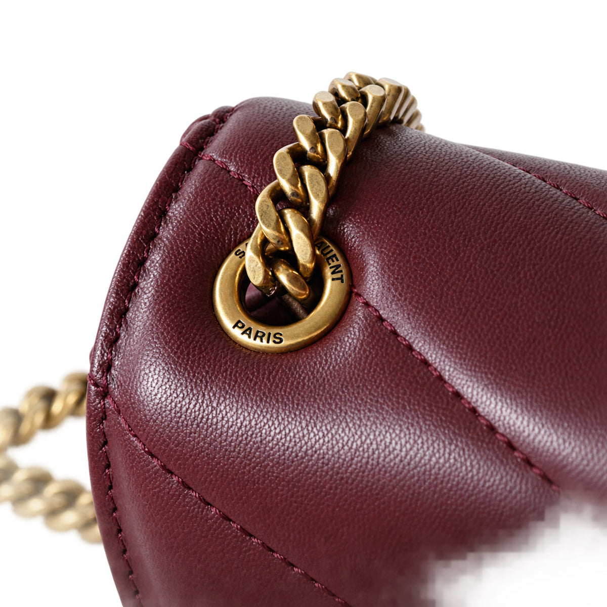YSL Loulou Mini Chain Bag – Burgundy Quilted Leather