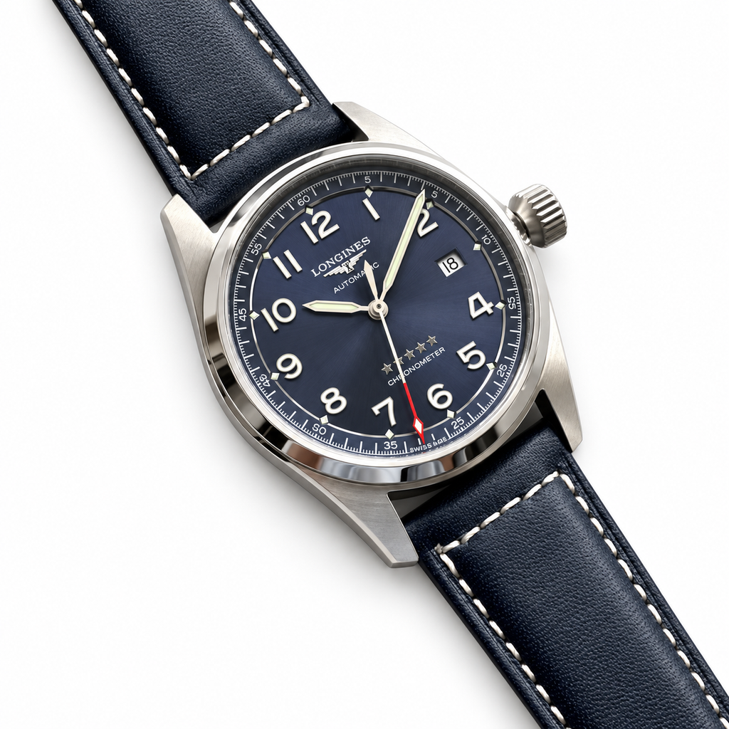 Longines Spirit Blue Dial Navy Leather Automatic Chronometer Watch