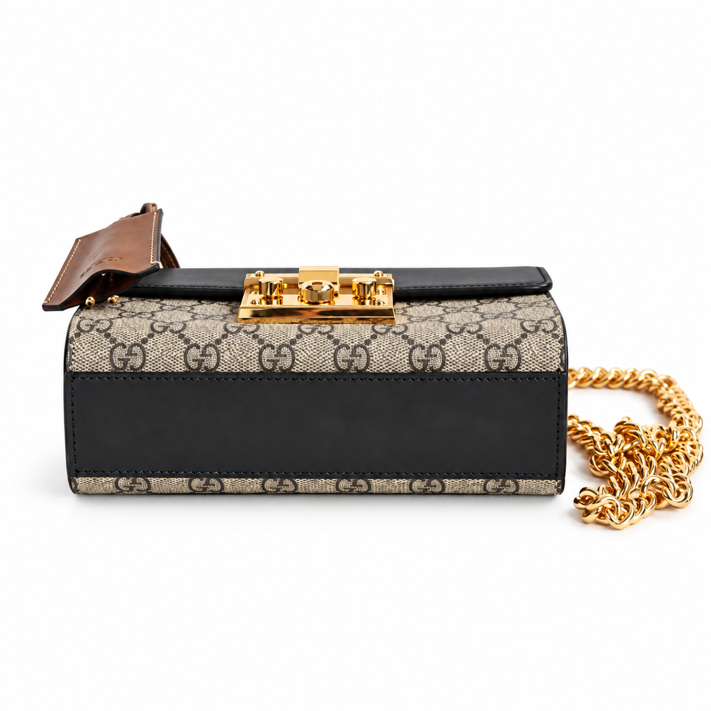 Gucci Padlock Small GG Supreme Shoulder Bag Black Flap