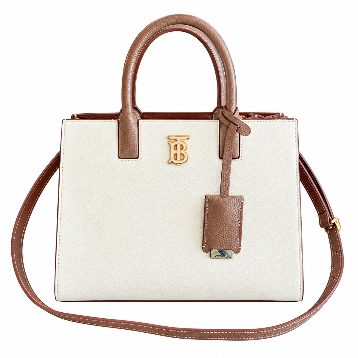 Burberry Ivory TB Monogram Structured Handbag