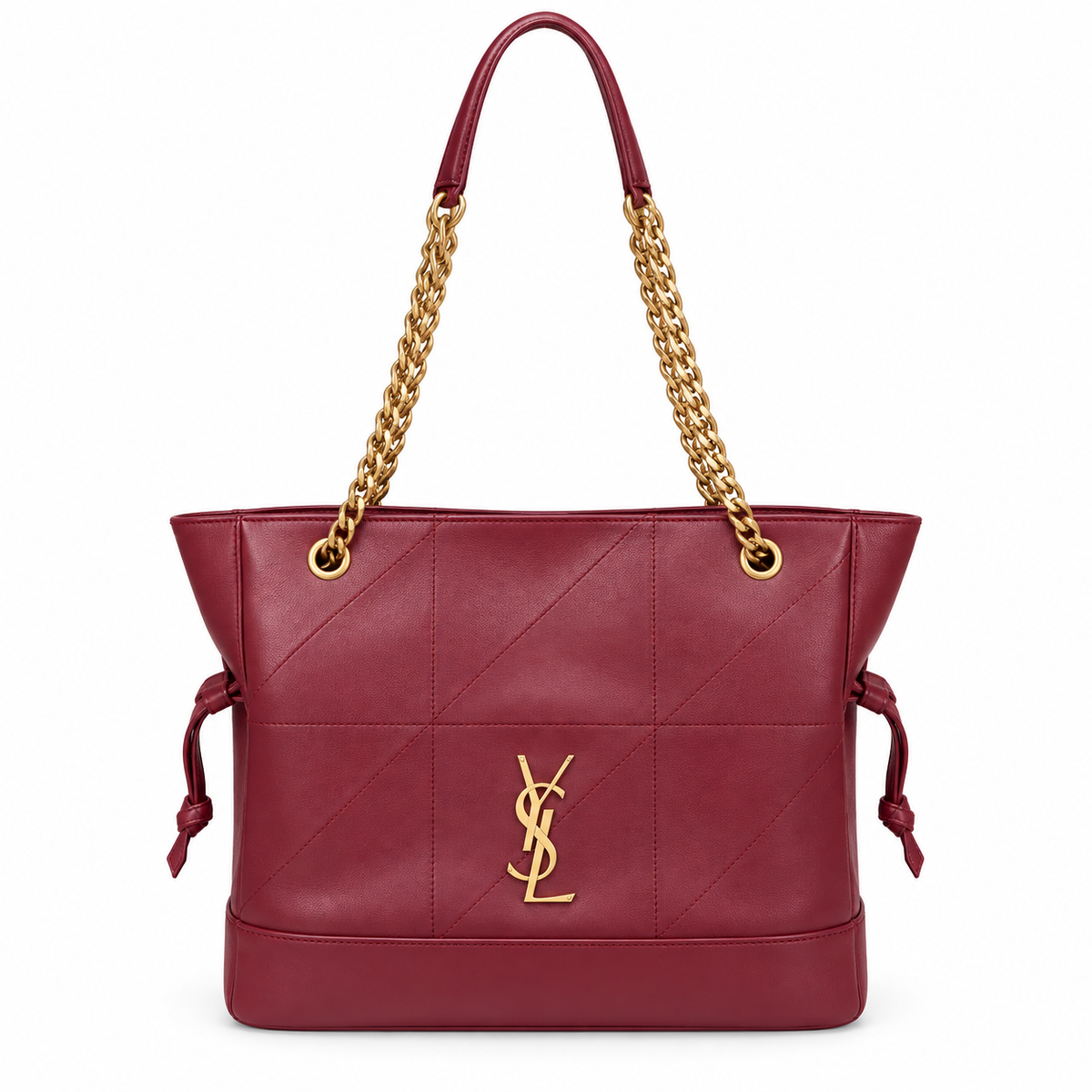 YSL Jamie Tote Bag Burgundy Quilted Lambskin Gold Chain