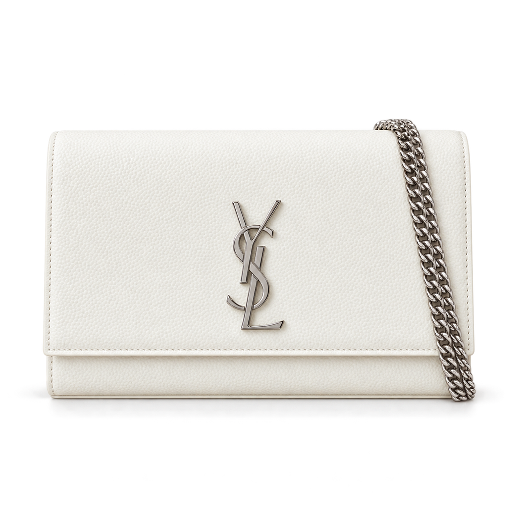 Saint Laurent YSL Kate Chain Bag – White Silver