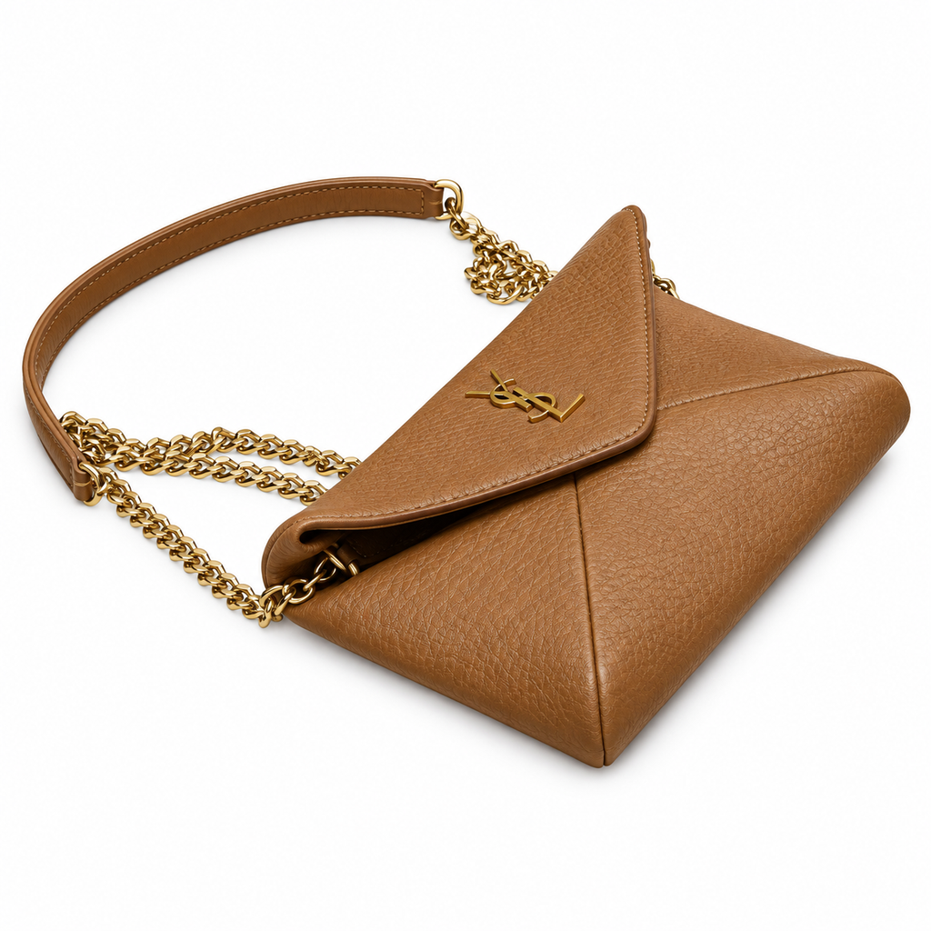 YSL Saint Laurent Envelope Chain Bag Caramel