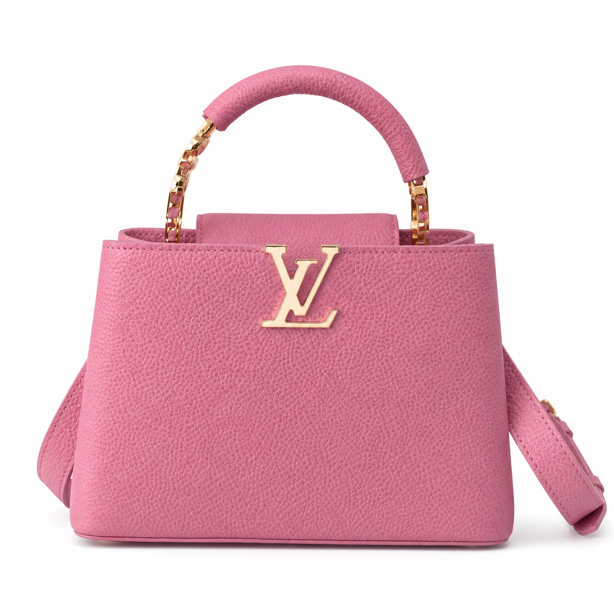 Louis Vuitton Capucines Mini Rose Pink Taurillon Leather Bag with Gold Chain Handle