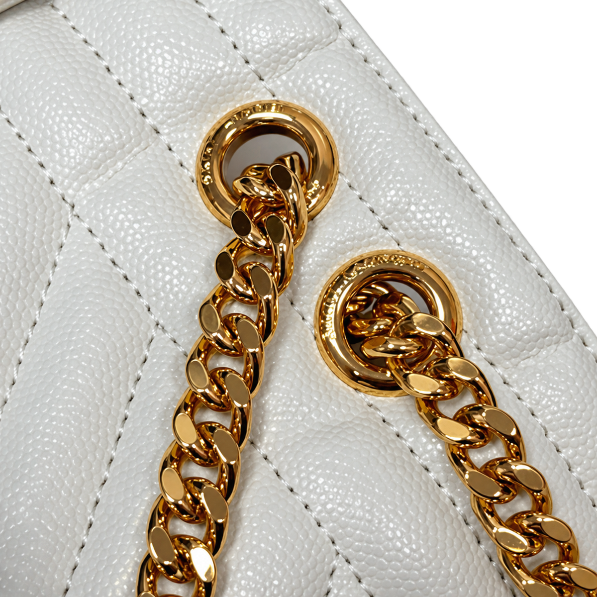 YSL Envelope Medium Bag – White Quilted Leather