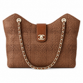 Chanel Raffia Woven CC Tote Bag Caramel 26×40×12cm