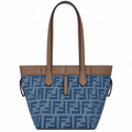 Fendi FF Elongated Shoulder Bag – Jacquard Canvas & Leather Trim, Flap Closure, 27cm