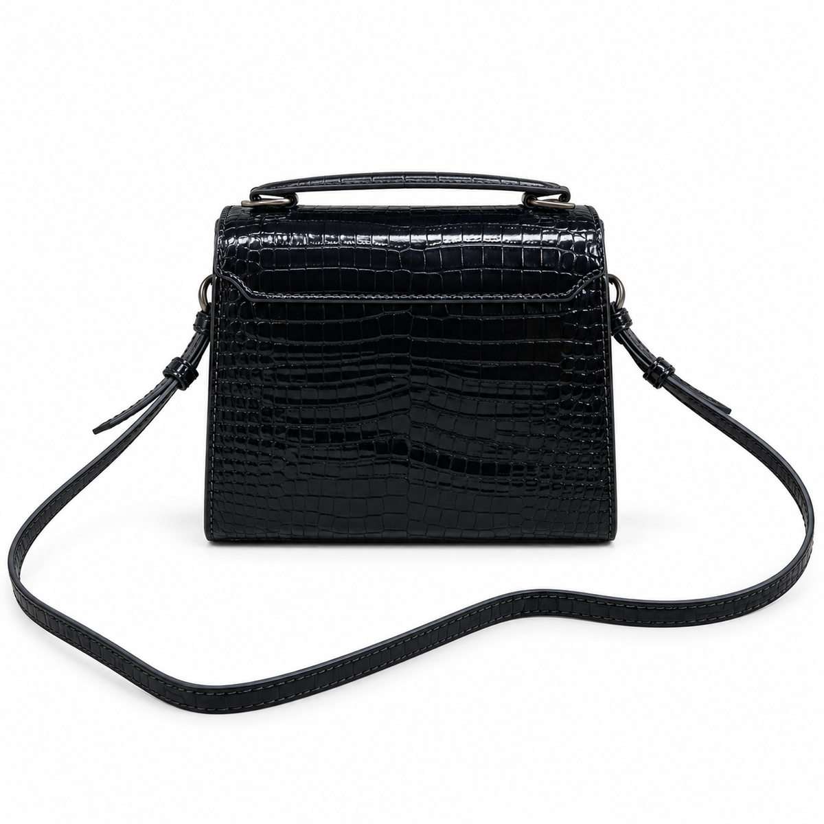YSL Cassandra Bag – Black Croc Patent Leather