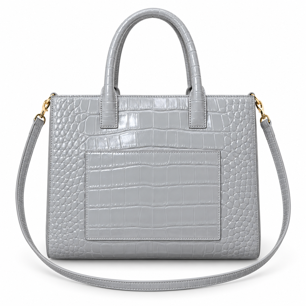 Burberry TB Monogram Pearl Grey Croc-Effect Bag
