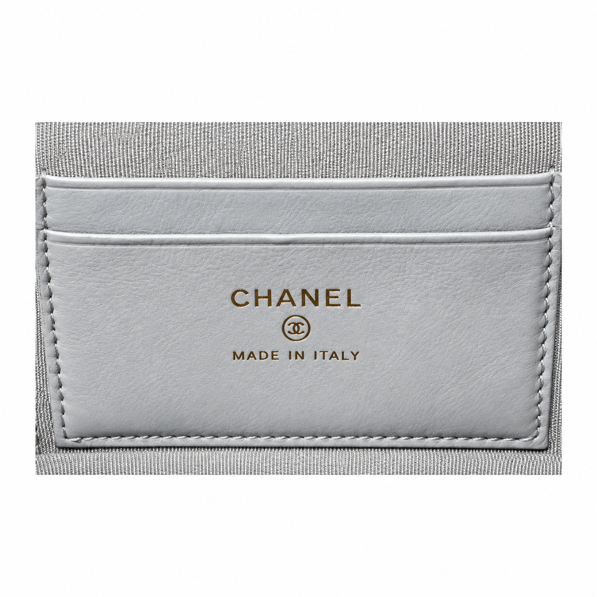 Chanel Quilted Silver Metallic Vanity Case Bag Pearl Chain 19.5cm
