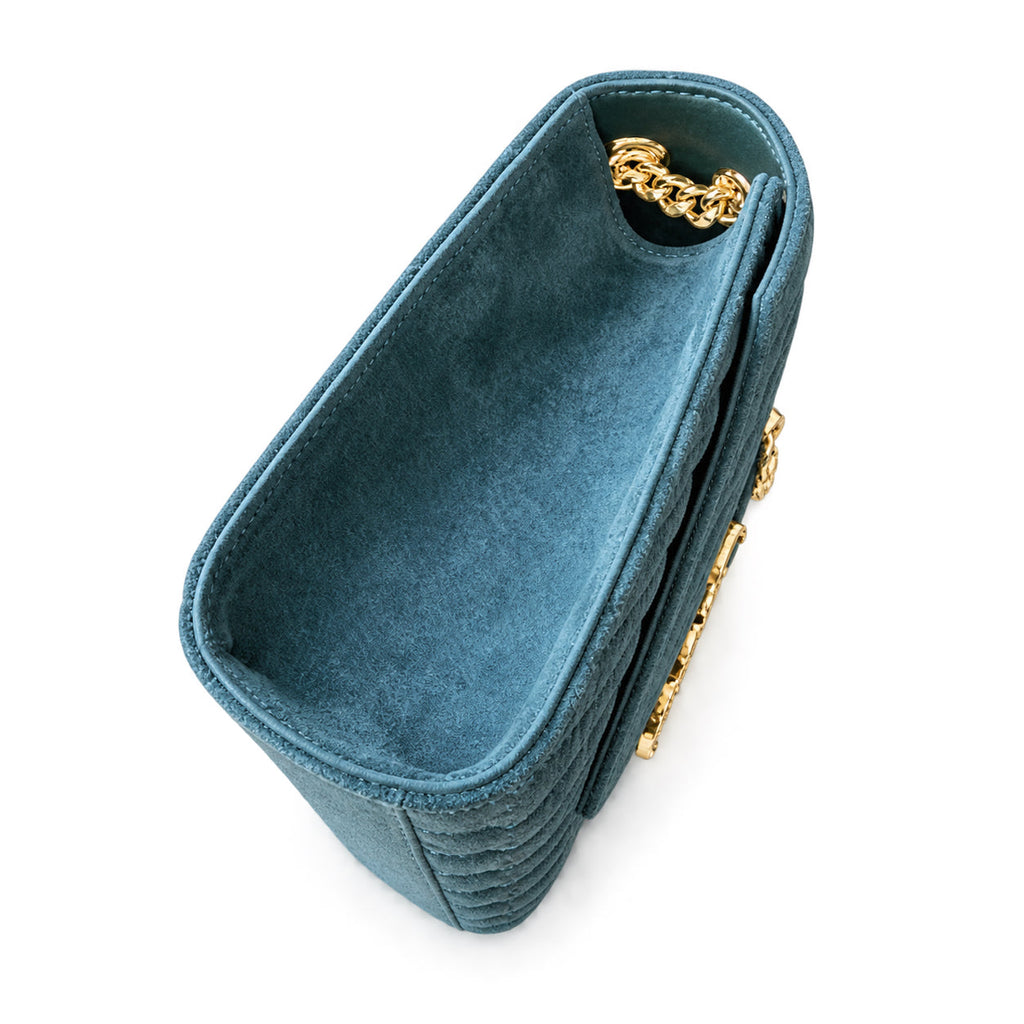YSL Envelope Medium Bag – Teal Quilted Suede