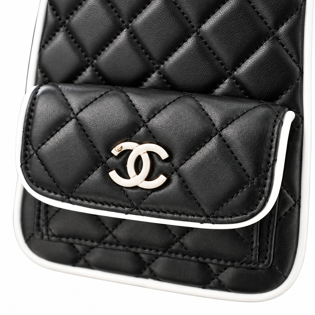 Chanel Quilted Lambskin Mini Backpack Black White Piping 18×13×9cm