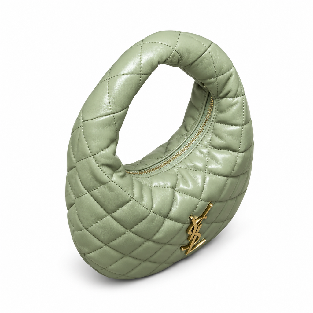 Saint Laurent Quilted Leather Hobo Bag – Sage Green