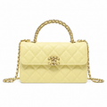 Chanel Lemon Yellow Smooth Lambskin Quilted Mini Top Handle Flap Bag | Gold CC Turn-Lock, Tonal Chain & Quilted Interior Pocket