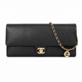 Chanel Bicolor Pouch Clutch Burgundy & Black Caviar | Diagonal Zip Pocket — 33cm