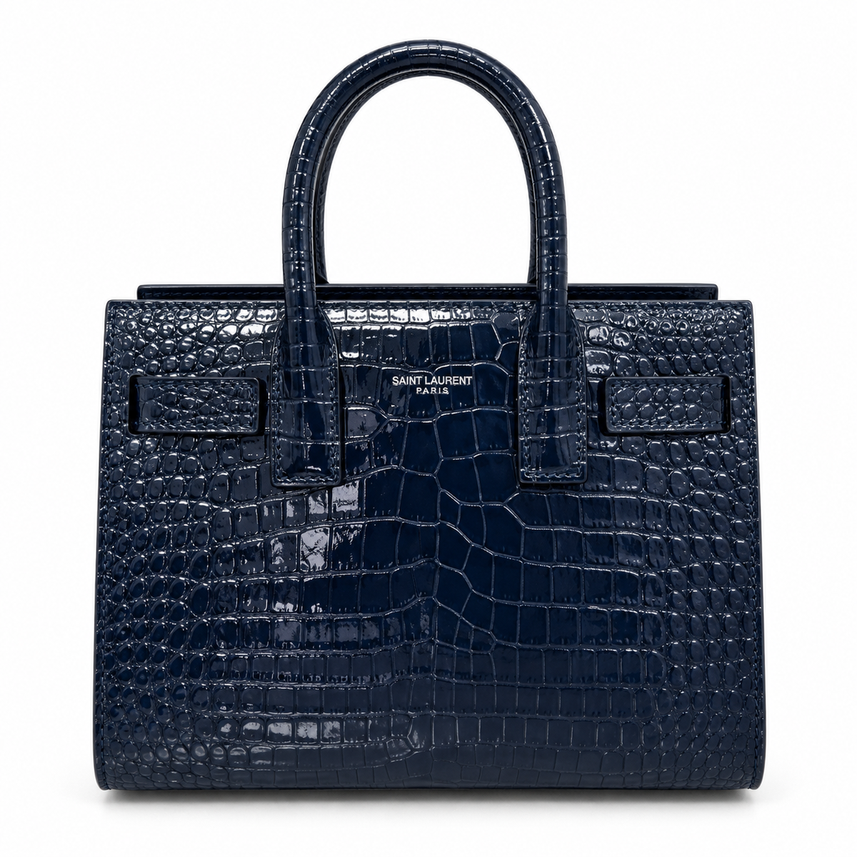 Saint Laurent Sac de Jour Bag – Navy Croc Embossed