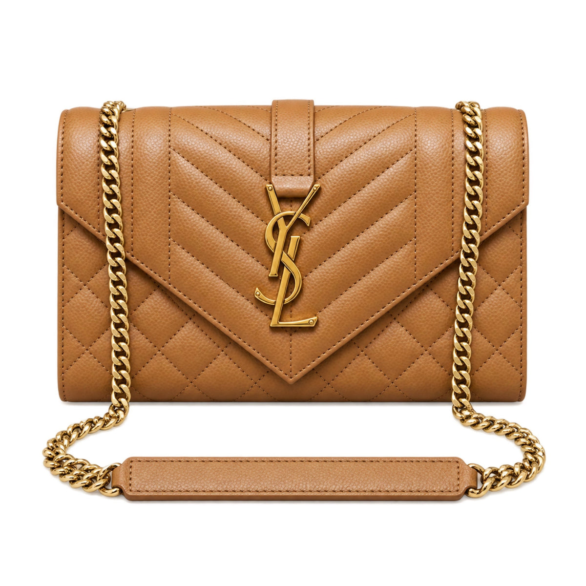 Saint Laurent YSL Envelope Small Bag – Camel Quilted Leather