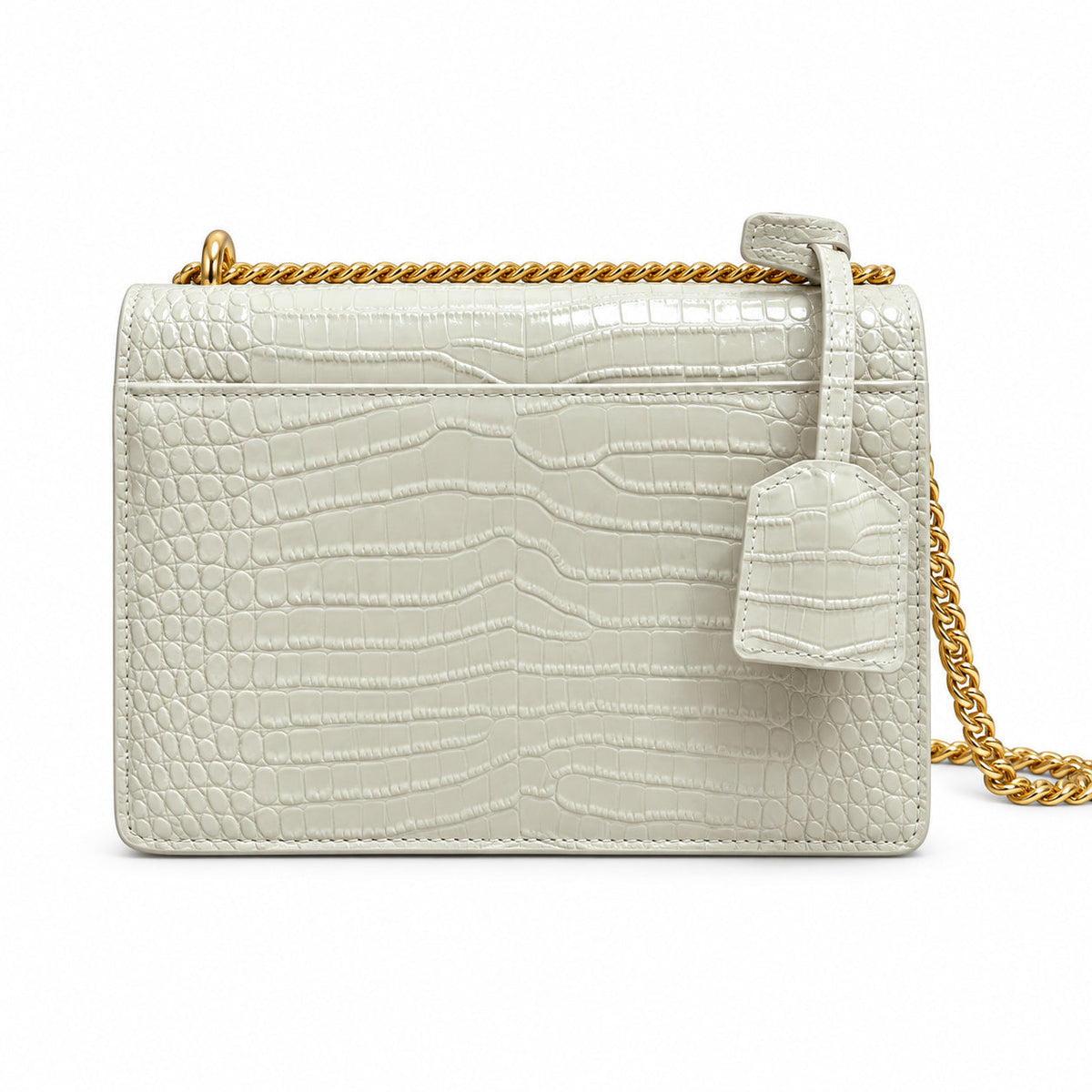 YSL Sunset Medium Bag Cream Croc