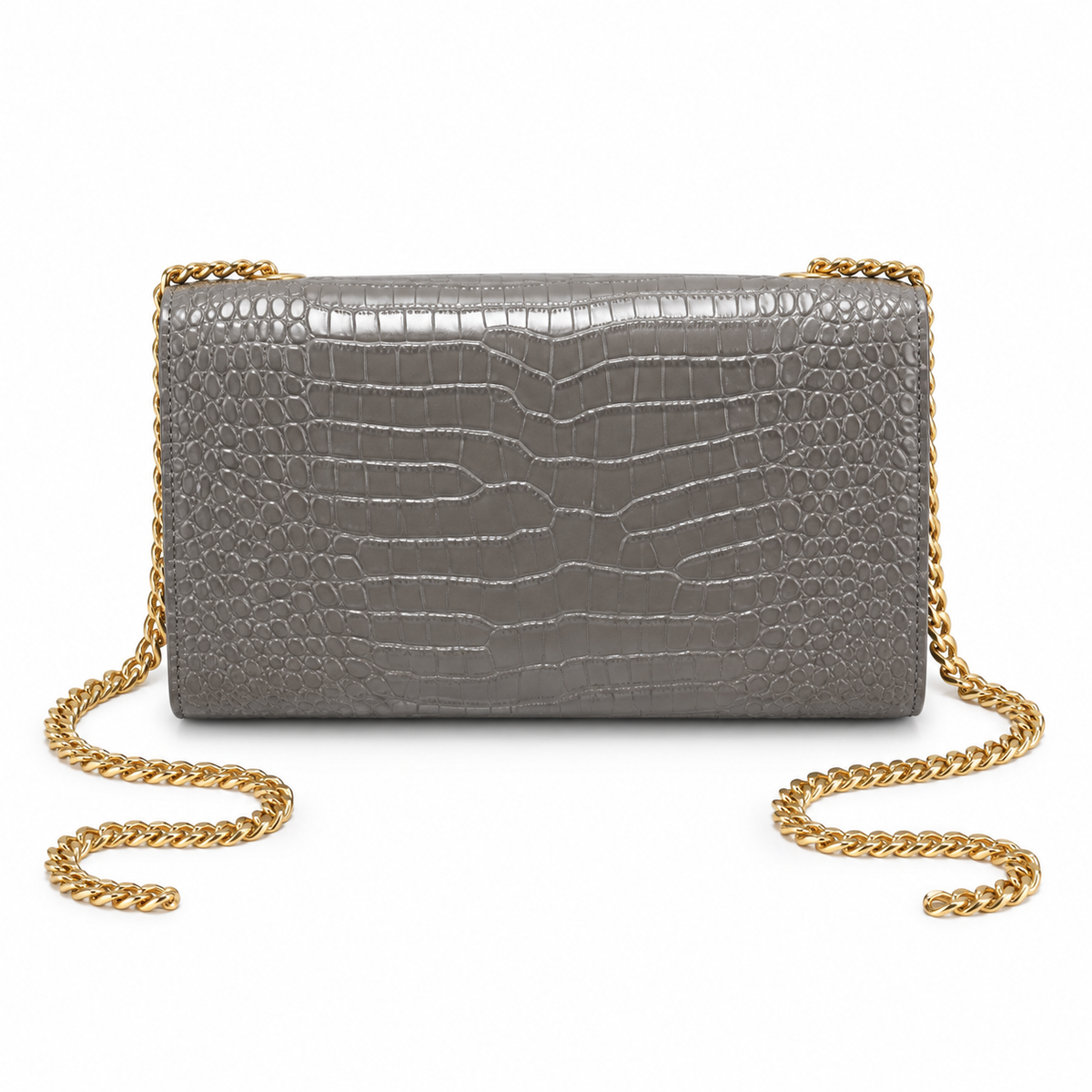 Saint Laurent YSL Kate Tassel Bag – Grey Croc Gold