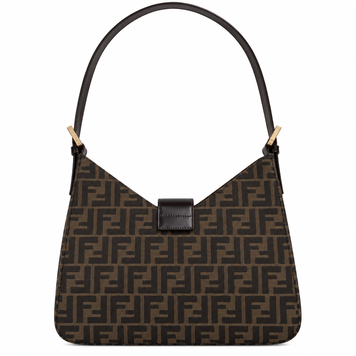 Fendi FF Shoulder Bag – Jacquard Canvas & Leather Trim, Flap Closure, 29cm