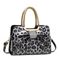 Leopard Print Patent Bow Handbag