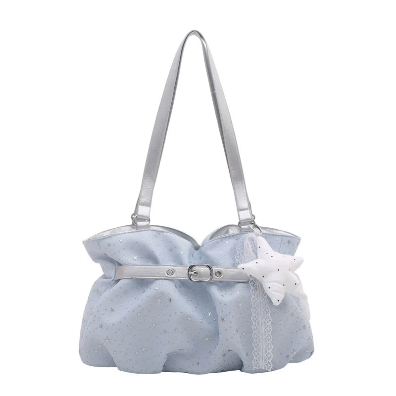 Starry Sky Cloud Bag – Blue Glitter Lace Star Charm