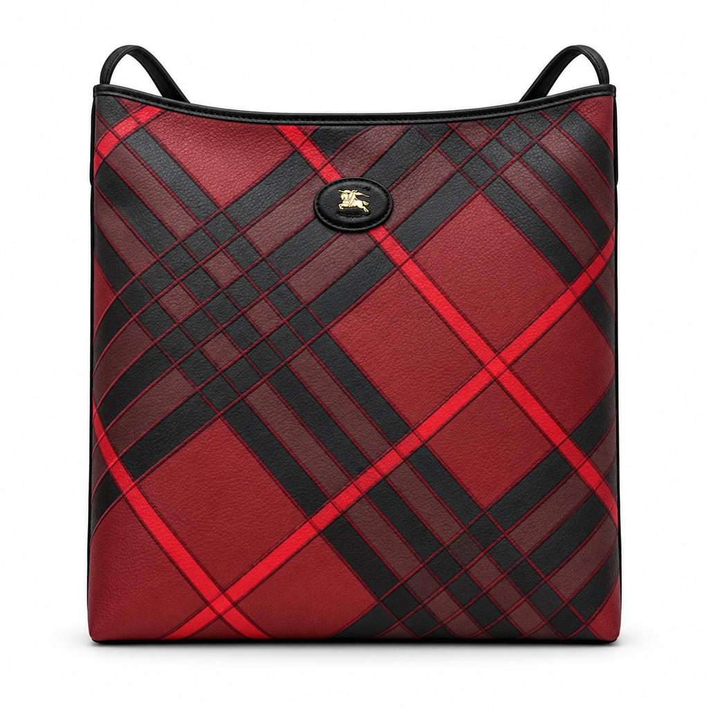 Burberry Crimson Check Equestrian Tote