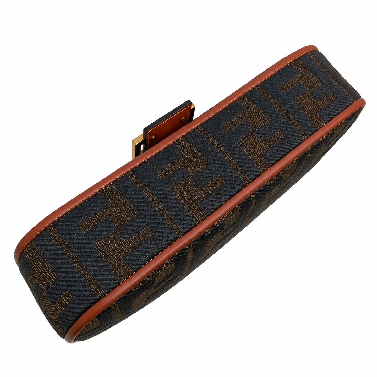 Fendi FF Shoulder Bag – Jacquard Canvas & Leather Trim, Flap Closure, 26cm