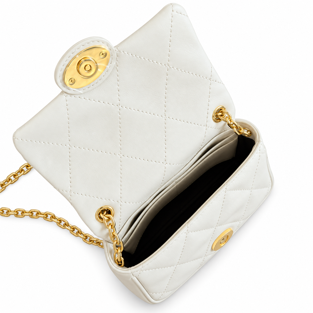 Burberry Ivory Quilted Chain Shoulder Bag