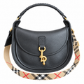 Burberry Noir Saddle Bag with Signature Check Strap